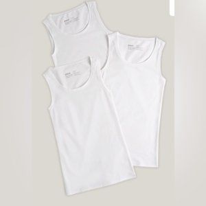 Pact cool-stretch tank 3 pack, white, medium